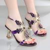 Genuine Leather Glitter Women Open Toe Sandals High Heels Party Shoes Gladiator Wedding  Summer Rhinestone Wedding Shoes Bride