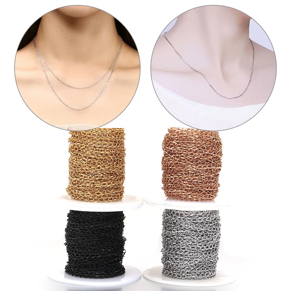 10Yards/Roll Stainless Steel Extension Chain Bulk Tail Chains For Jewelry Making DIY Bracelets Necklace Accessories Wholesale