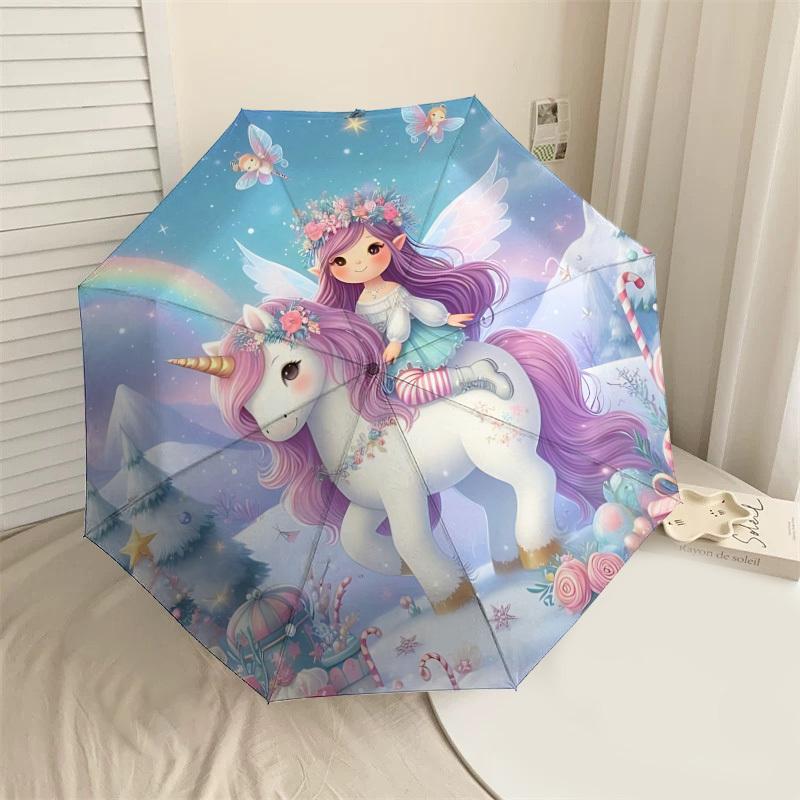 

1PC Unicorn FantasyAutomatic Open/Close Umbrella with Windproof, 8-Rib Sturdy Canopy, Durable Ribs, Fashionable Design1327A