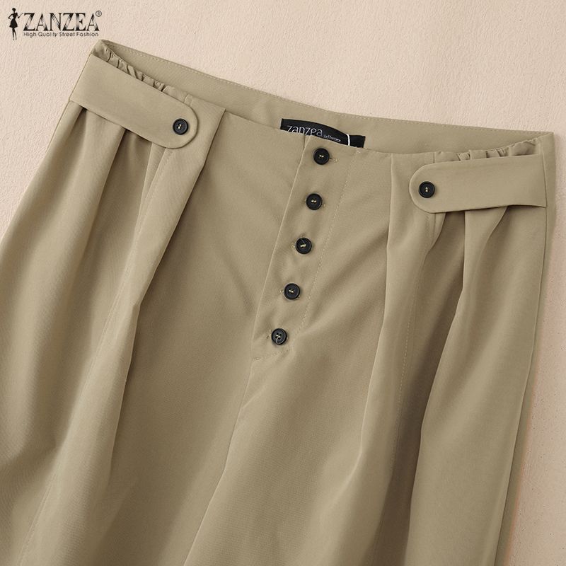 ZANZEA Women Daily Casual Solid Color Loose Long Pants
