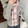 Korean Style Cashmere Knitted Scarf Plush Winter Shawl Fashion Rainbow Striped Scarf  Student