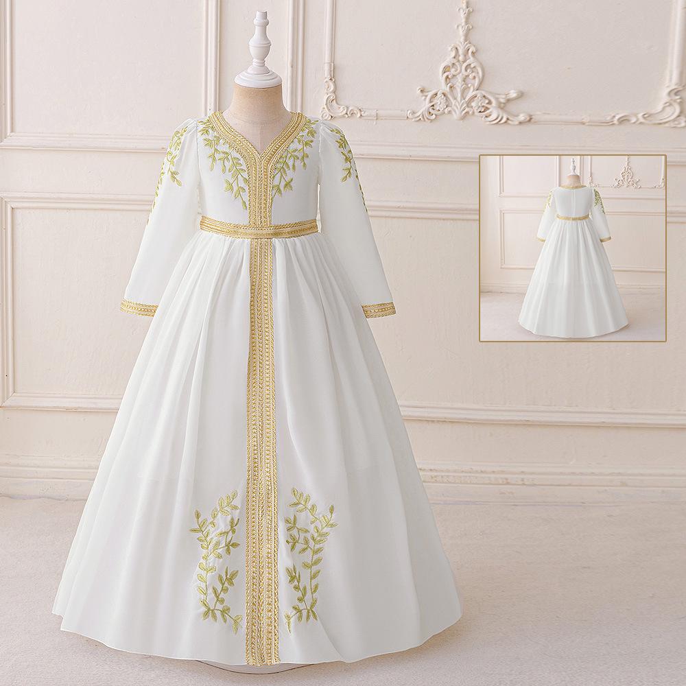 Middle East Cross-Border Pleated Evening Dress for Little Girls - Hot Stamped Princess Party Robe