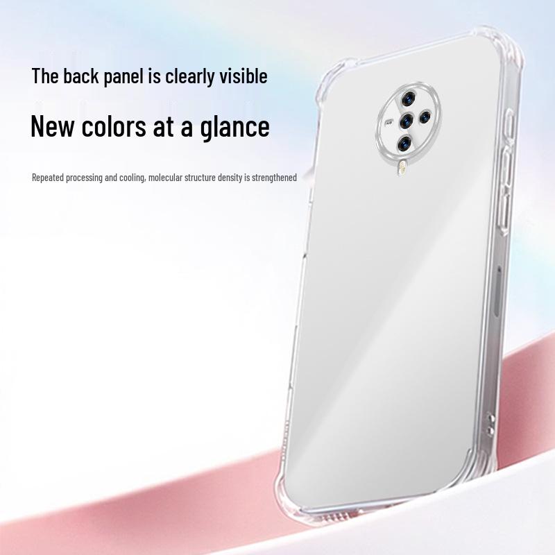 Vivo S6 Transparent TPU Case with Airbag Corner Protection and Full Coverage
