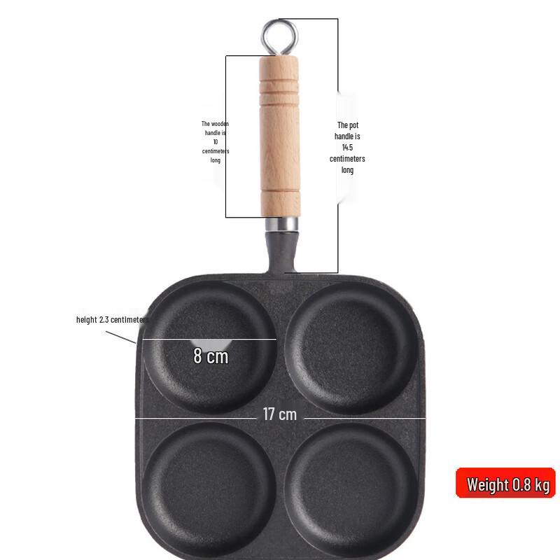 

ZISIZ Cast Iron 4-Hole Egg Frying Pan