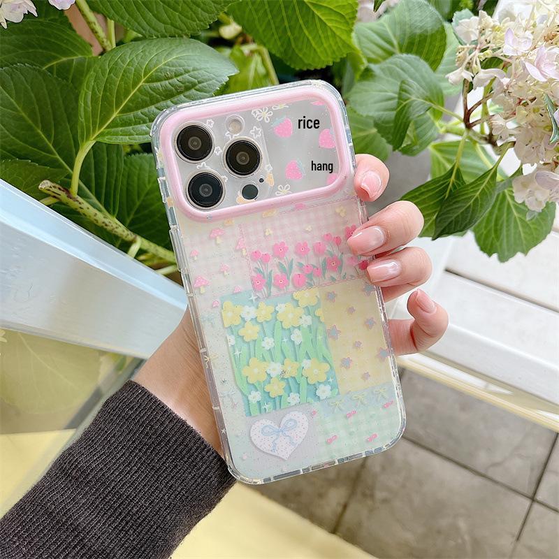 

Fresh Sparkly Floral Patchwork iPhone 17/16 Pro Max/15/14 Girly Heart Case iPhone 16 Pro