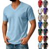 Camiseta de Color para Hombre con Cuello en V y Manga Corta Ajuste Casual Cómodo para el Uso Diario