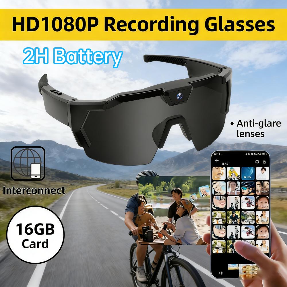 Sportovní brýle s kamerou Anti-Glare Smart Walk Cam Sluneční brýle Lehké Větruodolné Lyžařské brýle Motocykl Kolo Záznamník jízdy