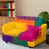 1pc Vibrant Abstract Color Block Graffiti Print Stretch Sofa Cover, Removable Washable Couch Slipcover