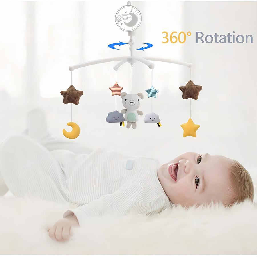 Baby Crib Mobile Musical Rotating, Soft Plush Pendants, Unisex Nursery Decor