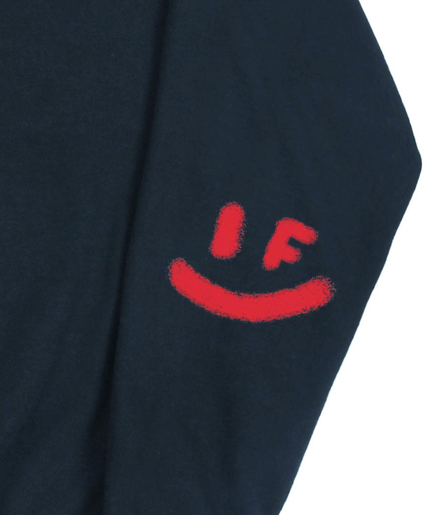 GRAVER [Unisex] Elbow Spray Smile Drawing Sweatshirt_Navy