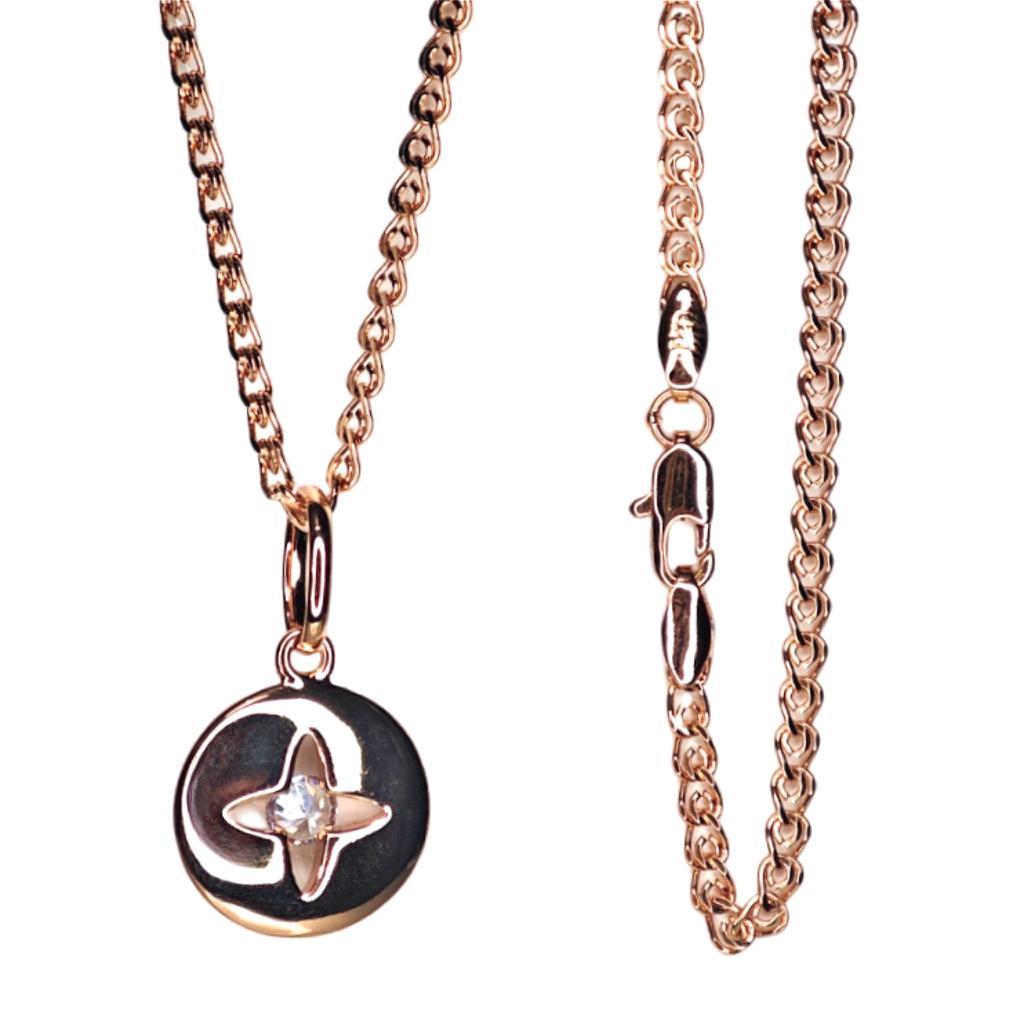 Round Four-leaf Clover Hollow Pendant Rose Gold Color Necklace Women's Color-preserving Jewelry Gift