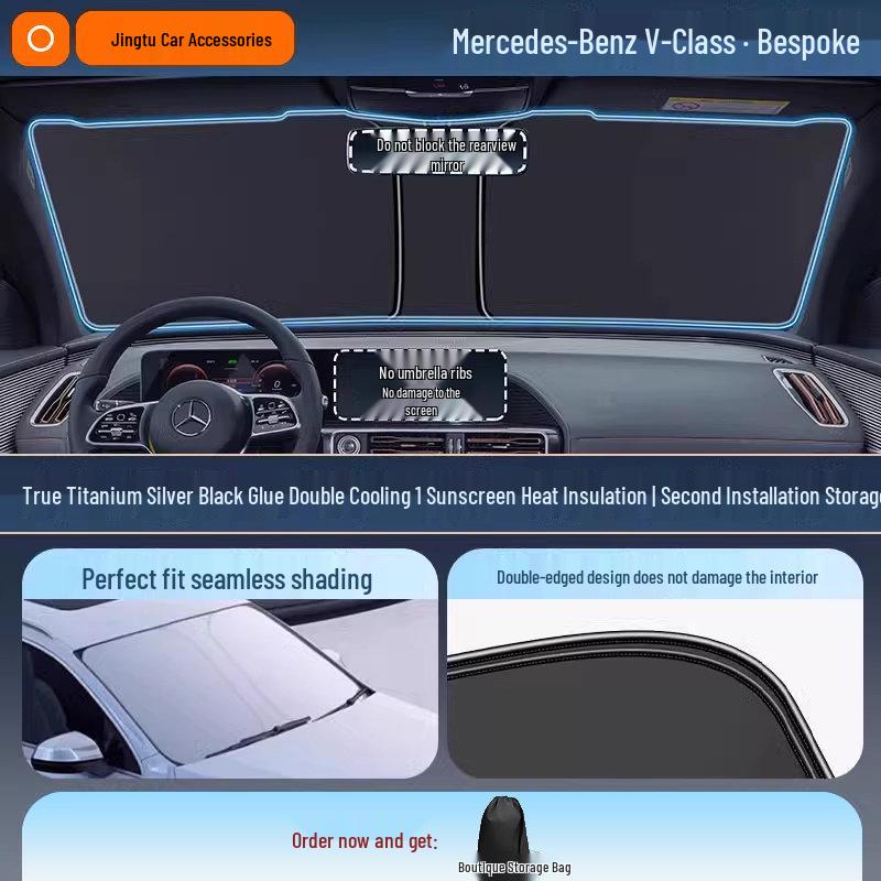 Mercedes Sunshade for GLC, C260L, E300L, GLB C-Class - Windshield Heat Insulation Curtain