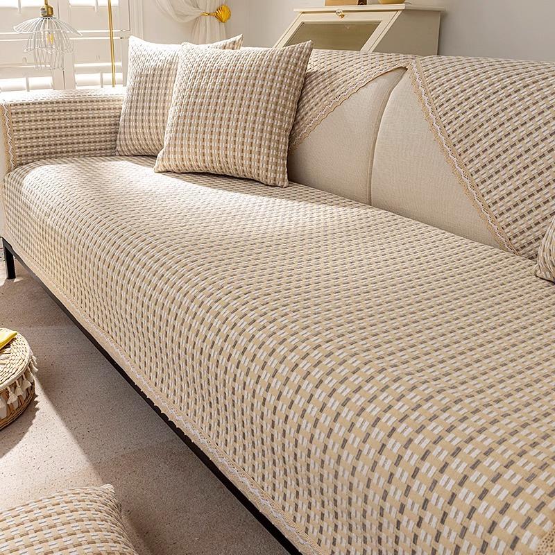 Cotton And Linen Sofa Cushion, Universal In All Seasons, Non-Slip Linen Seat Cushion, Simple And Modern Old Coarse Cloth Fabric Sofa Cover Cover Towel