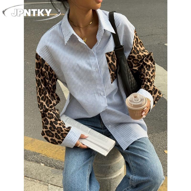 JPNTKY Women's Fashion Casual Long Sleeve POLO Neck Blouses & Shirts