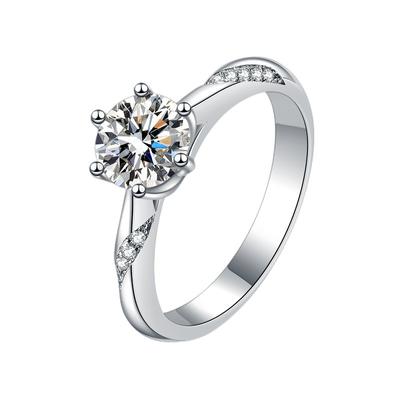 D Color Moissanite Ring 50 Points/1/2/3 Carat Sterling Silver S925 Platinum Plated Ring Engagement Ring Wedding Ring Gift for Girlfriend