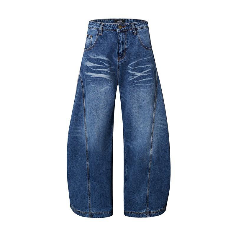 Vintage Washed Bootcut Jeans Men Women - Relaxed Fit Wide Leg Slimming Black Denim Pants