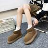 Winter neue kurzschaftige Stiefel mit großem Schaft für Damen, warm gefütterte Baumwollschuhe mit dicker Sohle, echte Leder-Schneestiefel für Damen