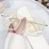 Women Pink Large Square Frame Glasses Girl Fashion Transparent Reading Glasses High-definition Anti-blue Light Computer Eyewear