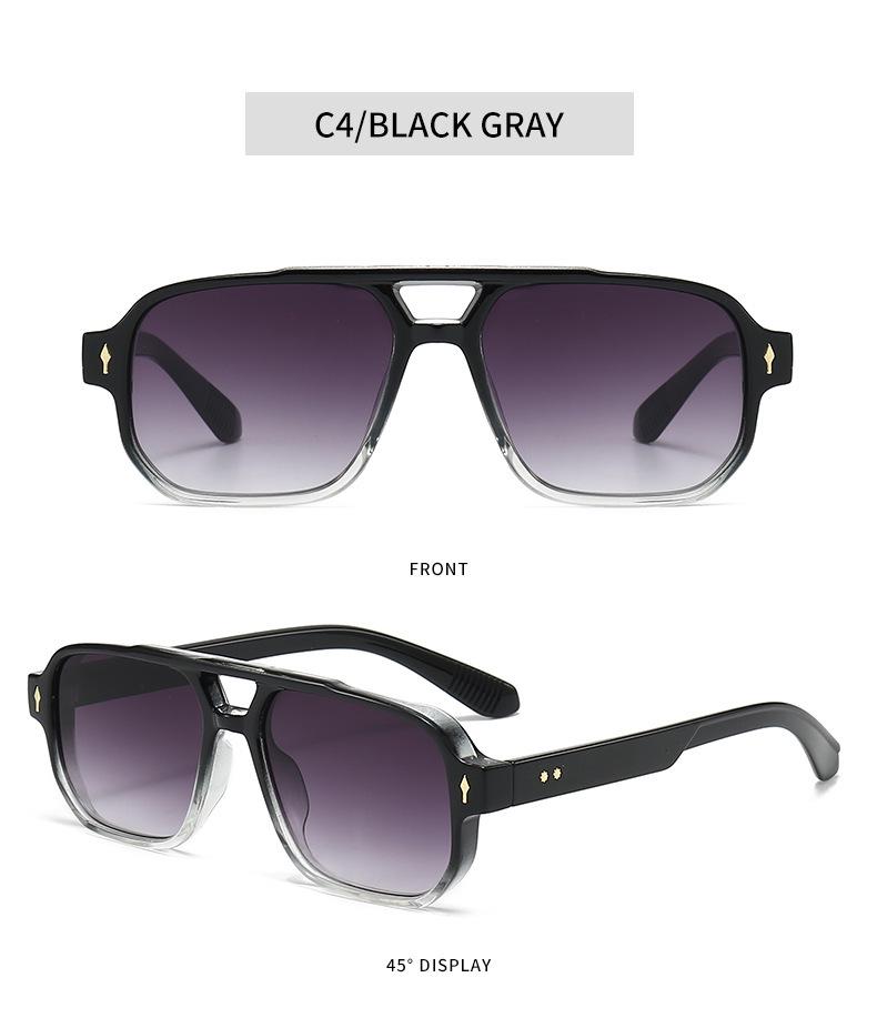 New European and American Retro Double-Beam Men's Square Sunglasses - Fashionable for Driving and Business