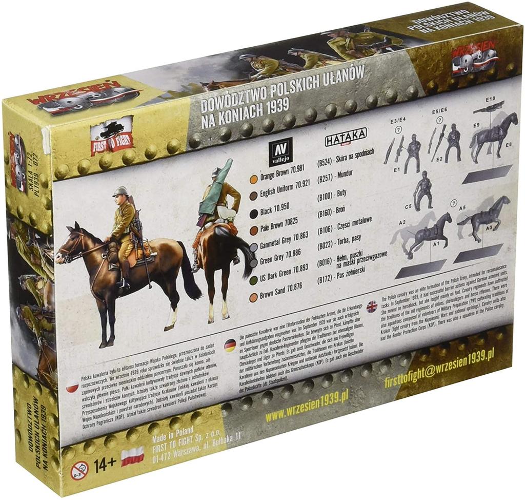 FTF Polish Uhlans Cavalry Mounted and 6 Plastic PF72072 1/72 Unit, Ready, Horses, Model,