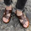 Men's Sandals Summer Leather Soft Sole Non-slip Beach Shoes 2025 New Large Size Casual Wear Cool Slippers