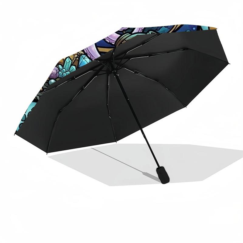 Oceanic Glass Mystery pattern umbrella, portable and foldable design, 8 ribs, a casual accessory for Halloween, Christmas, and birthday gifts.