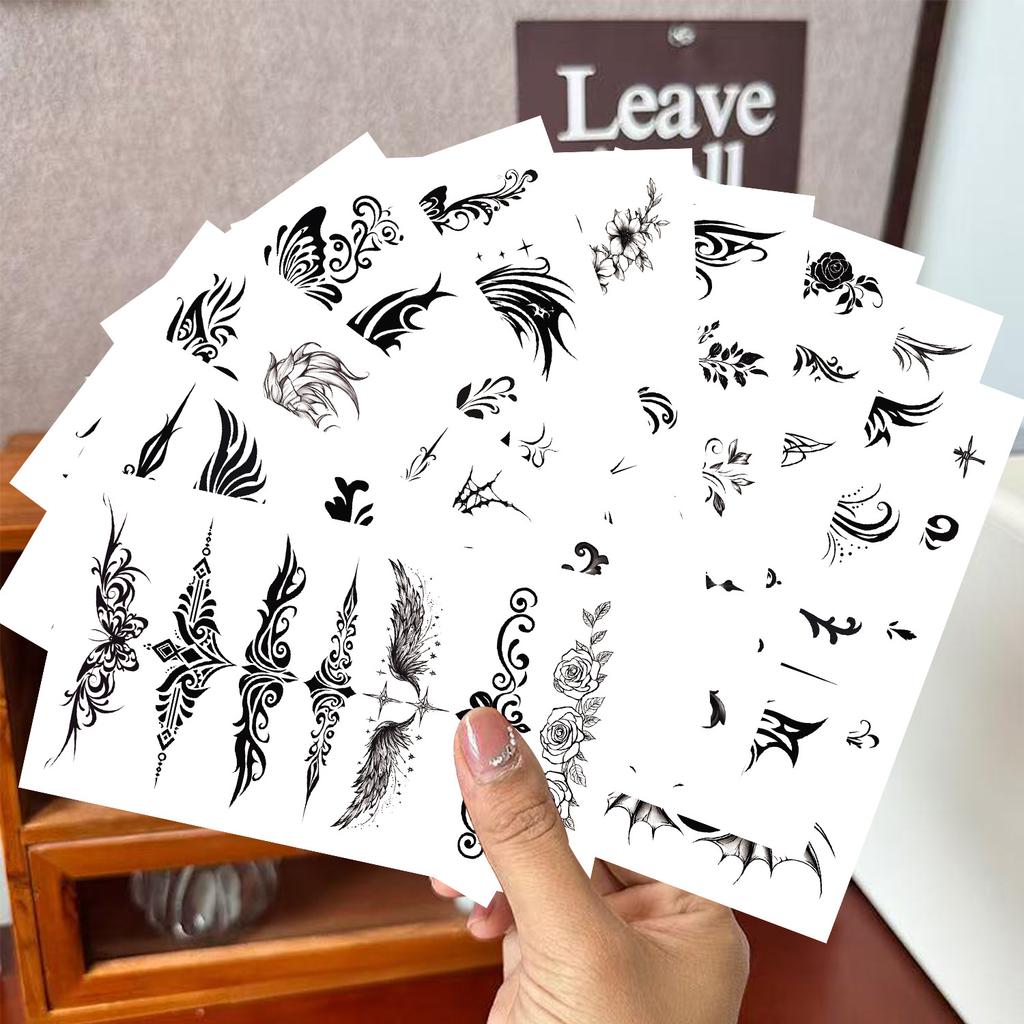 New Cartoon Black and White Totem Series Tattoo Stickers Waterproof Party Gift Fun Face Hand Stickers