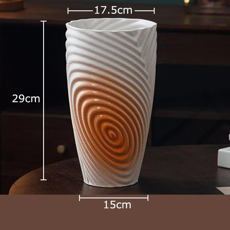 Wave Striped Ceramic Vase Creative Plant Pot Table Decoration Ornaments Flower Arrangement Floral Vases Room Aesthetic Decor