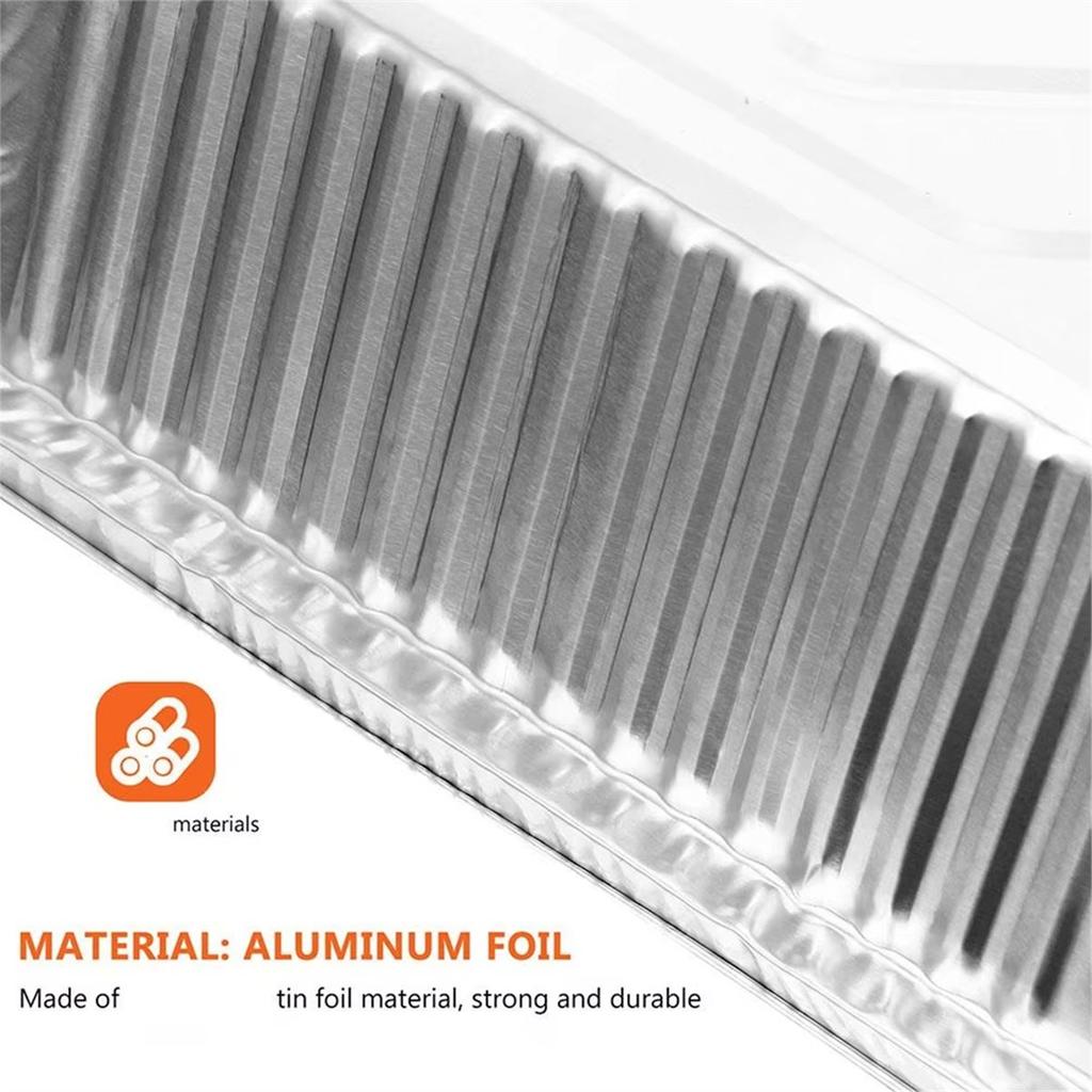 BHBL 50 Pcs Aluminum Foil Food Containers Disposable BBQ Boxes Tin Rectangular Oven Proof Heat Kitchen Food Holders Party
