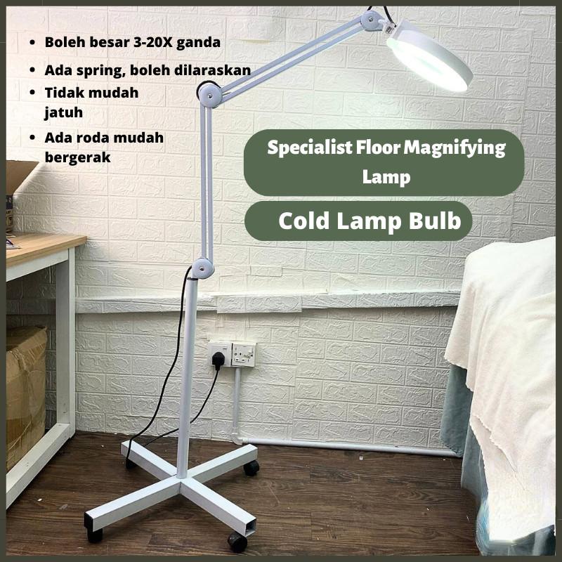 8X Diopter LED Specialist Magnifying Floor Lamp  Dentist Beauty Salon Magnifier Glass Stand Light