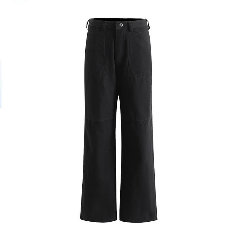 Cotton Slim High Waist Wide-Leg Washed Retro Overalls in Off-White