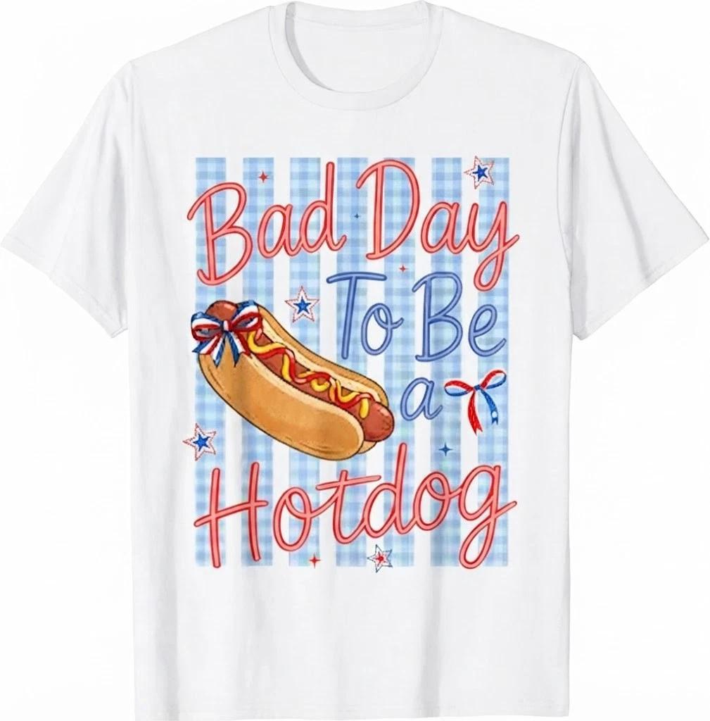 Funny 4th Of July Independence Day Bad Day To Be A Hotdog T Shirt XL