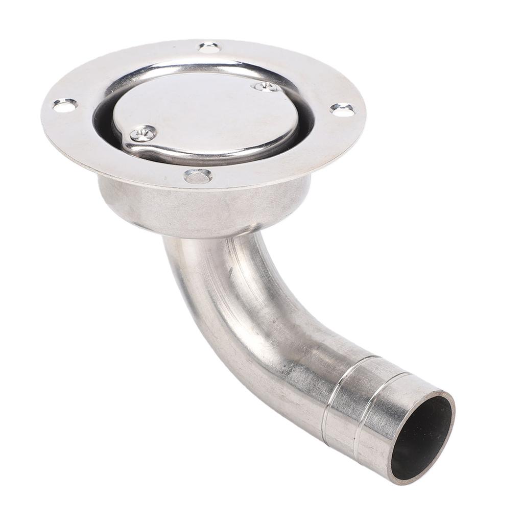 Boat Bend Floor Drain 3 Inch Stainless Steel Round Shape 90 degrees Marine Deck Drain Scupper with Filter 1 Inch