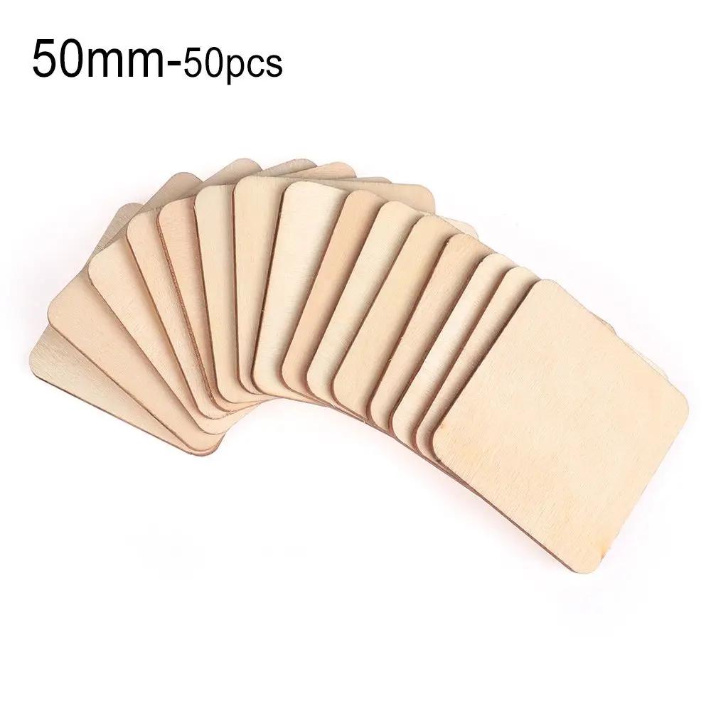 10-50pcs/set Unfinished Blank Rectangle Wooden Hanging Tags with Rope for Scrapbooing Party Favor Wedding Gift Tags