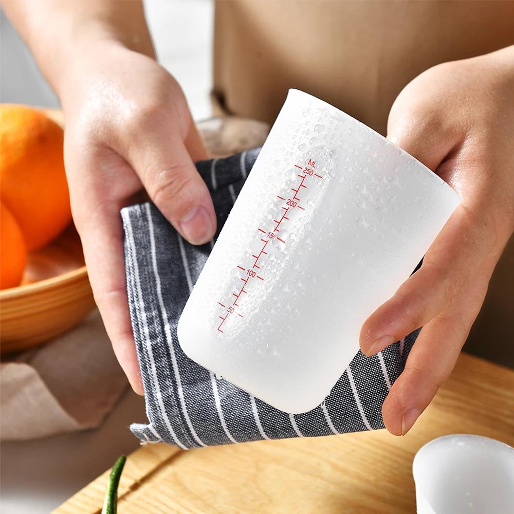 

125/250/500ml Silicone Measuring Cup with Scale Transparent Measuring Cup Heat Resistant Soft Measuring Cup Baking Tool