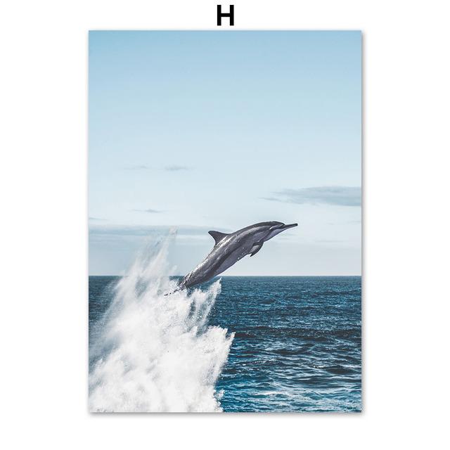 Ozean Landschaft Poster und Drucke Delphin Whale Tail Zitat Wand Kunst Leinwand Malerei Nordic Wand Bilder für Wohnzimmer Dekor