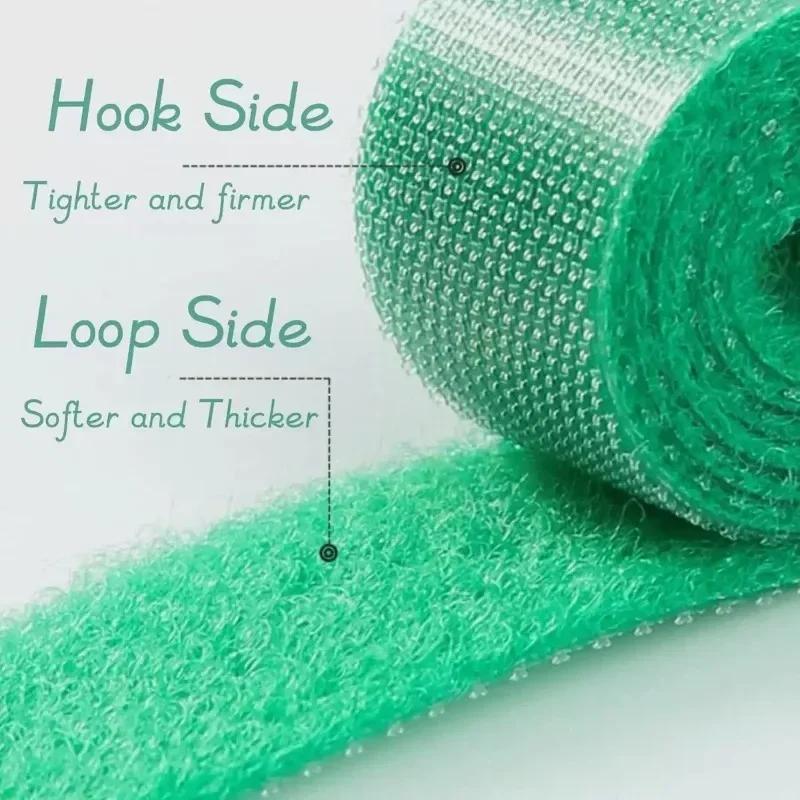 Self Adhesive Plant Nylon Cable Tie Green Adjustable Plants Hook Loop Support Garden Twine Bandage Reusable Fastener Tape Strips