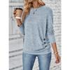 Summer Solid Color Long Sleeved Round Neck Hollowed Out Casual Shirt for Women Pullovers & Long Sleeves
