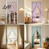Elegant Sheer Door Hangings Floral Curtain with Beads Lace Embroidered Gauze Room Romantic Home Decor for Living Divider Rod Pocket Doorway Bedroom