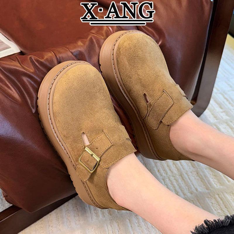 Cow Velvet All-inclusive Autumn New Platform Women's Shoes One-pedal Lazy Casual Single Shoes