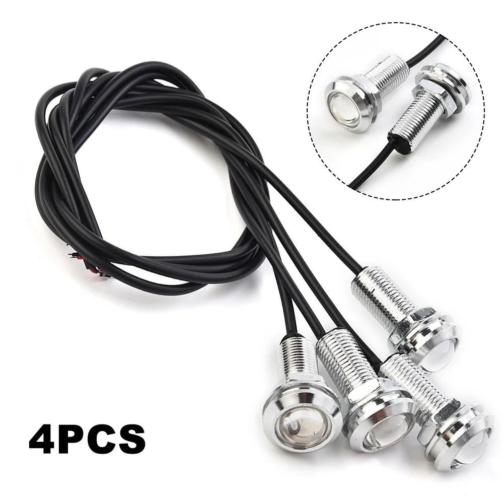 4Pcs 12V Marine Boat Transom LED Stern Light Round LED Tail Lamp Silver Waterproof Underwater Runner  Side Marker Lights Blue