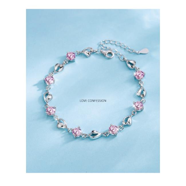 Love Bracelet Female Niche Design Japanese and Korean Micro-inlaid Zircon Ocean Heart Girlfriend Student Jewelry for Girlfriend