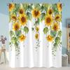 Sunflowers Lavender Shower Curtains Green Plants Popular Flowers Small White Daisy Butterflies Hanging Curtains Bathroom Decor