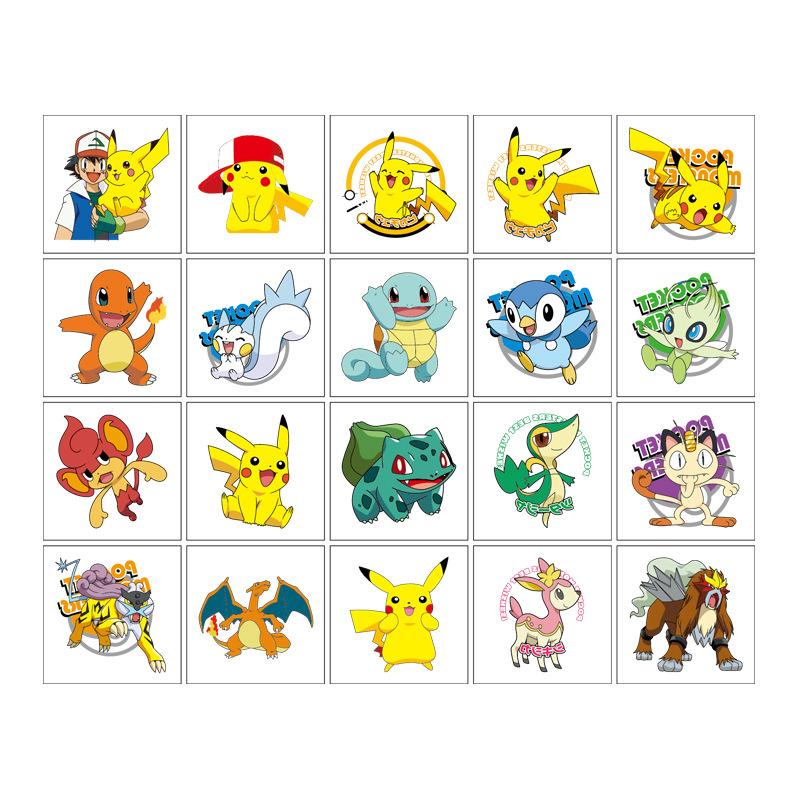 20PCS Pokemon Temporary Tattoo Stickers Children Pikachu Sticker Funny Cartoon Kids Girls Christmas Birthday Gift Reward Toy