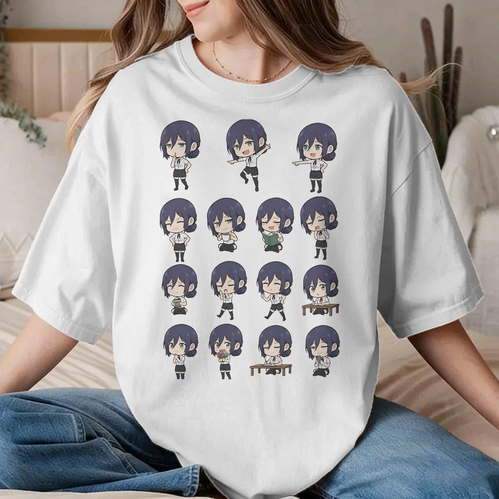 Vintage Chainsawunisexs Anime Tshirts Unisex Unisex Crew Neck Cotton T Shirt Reze Short Sleeve Tees Graphic Printed Clothing
