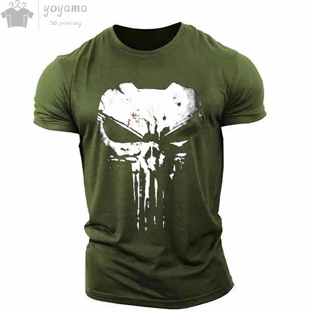 The Punisher T-Shirt Mens 3D Print Tee Military Patriotic Skull Streetwear Shirt