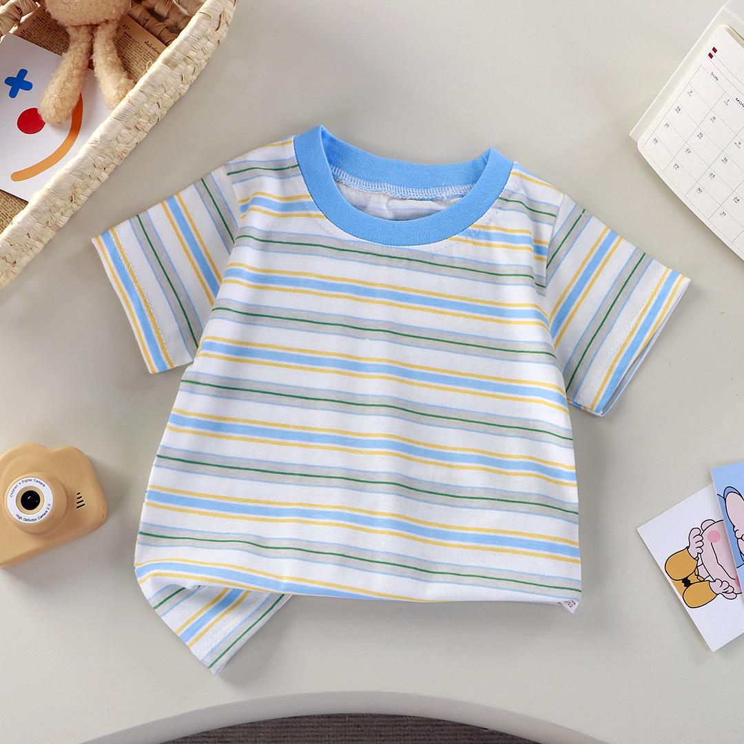 

Summer Children s Short Sleeved T-shirt Made of Pure Cotton, Single Piece Baby Base Shirt for Boys and Girls 140