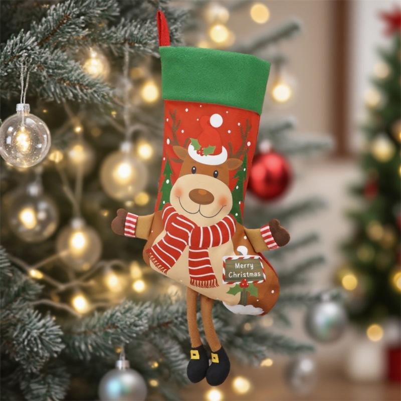 Vánoční stromeček Závěsná punčoška Přívěsek Cukroví Dárková taška Vánoční ozdoba Ponožka pro rodinu Domácí dekorace