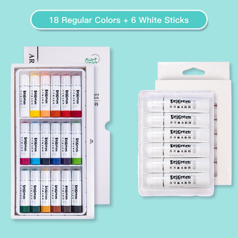 6-24 Colors Artist Soft Solid Gouache Paint Sticks/Pastels/Crayon Basic/Macaron Washable Non Toxic Graffiti Drawing Art Supplies