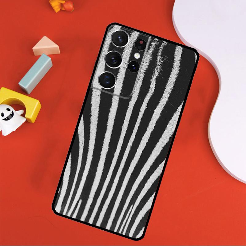 Black White Zebra Stripe Phone Case For Samsung Galaxy S25 Ultra S9 S10 S20 FE S21 S22 S23 S24 Plus S24 Ultra Cover